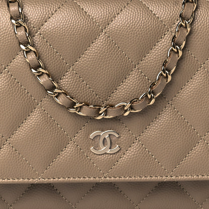 Chanel Metallic Caviar Quilted Wallet On Chain WOC Dark Gold 7 of 10