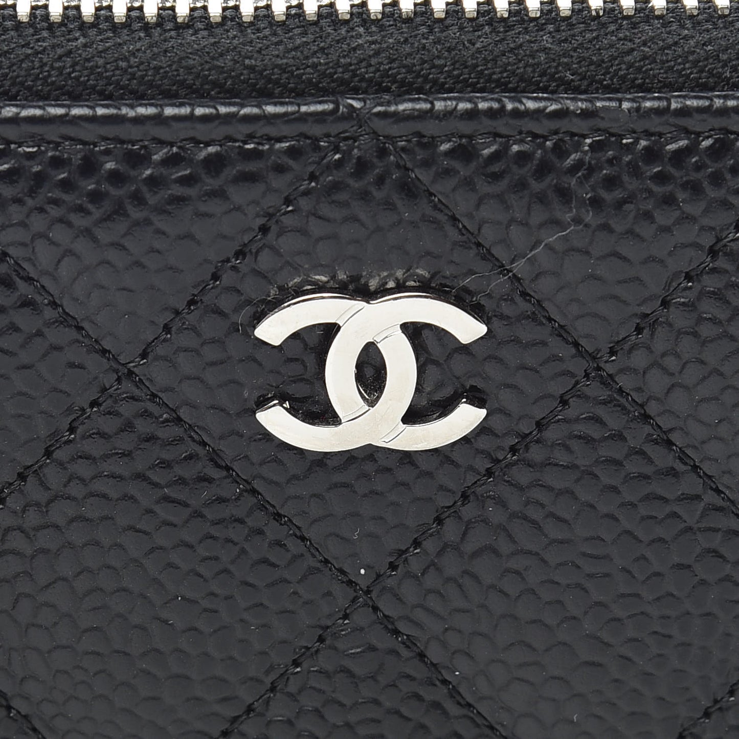 Caviar Quilted Large Gusset Zip Around Wallet Black