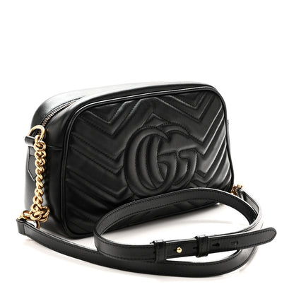 Gucci Calfskin Matelasse Small GG Marmont Chain Shoulder Bag Black 3 of 11
