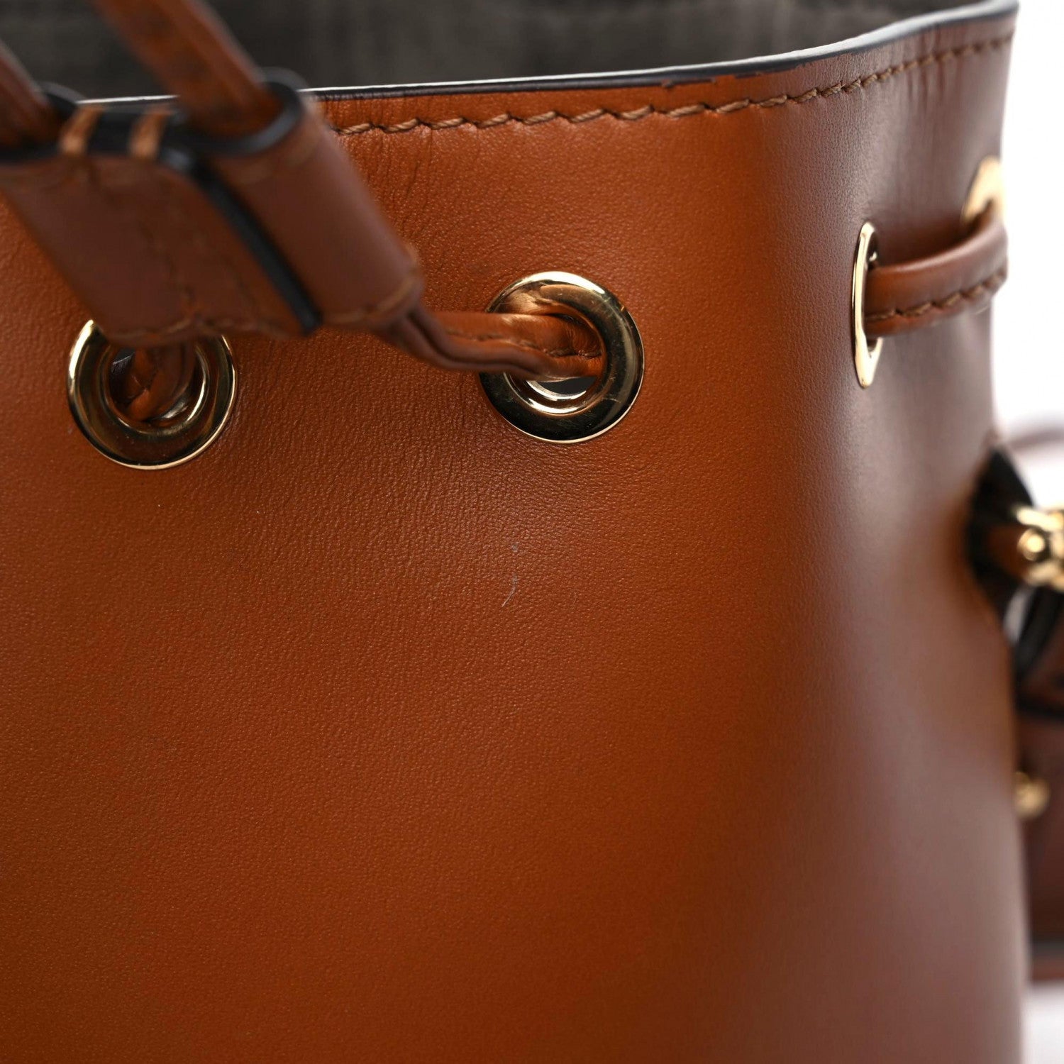 Fendi Vitello King F is Fendi Logo Embossed Mini Mon Tresor Bucket Bag Cuoio 13 of 13