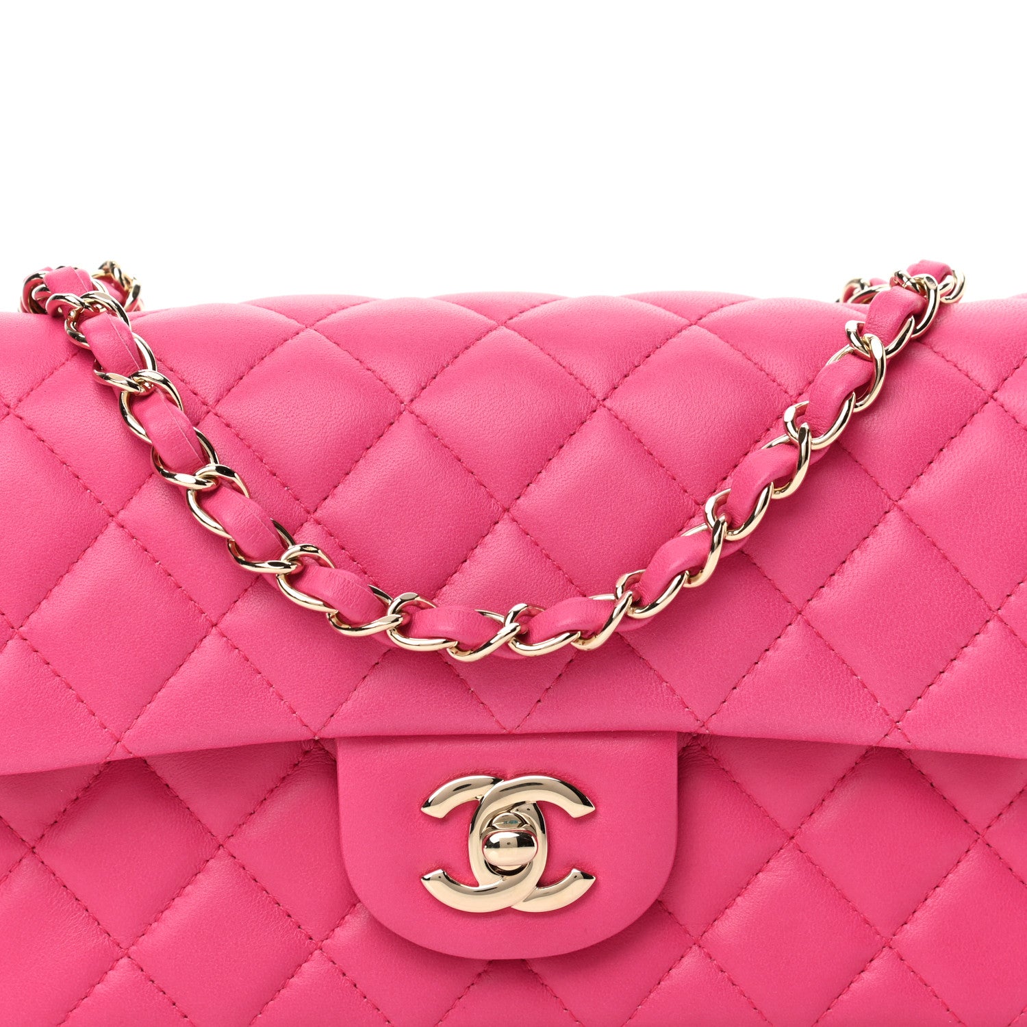 Chanel Lambskin Quilted Mini Rectangular Flap Fuchsia 14 of 20