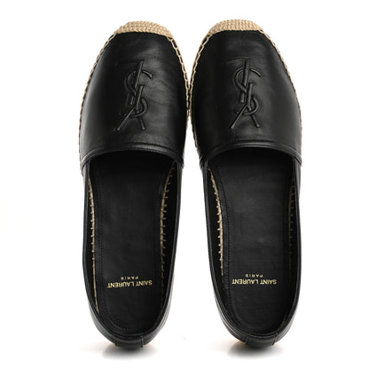 Saint Laurent Lambskin Monogram Espadrilles 37 Black 2 of 13