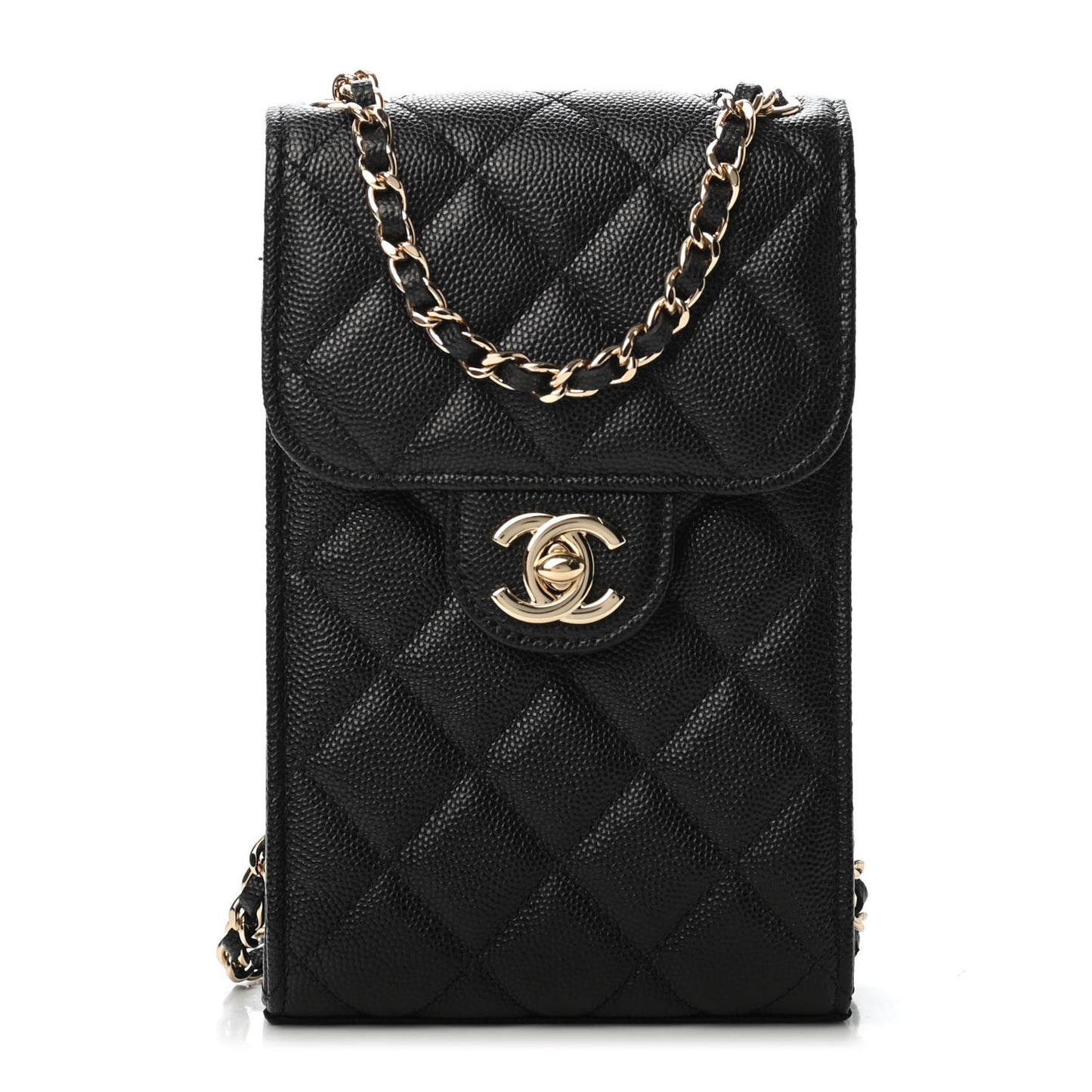 Caviar Quilted Classic Phone Holder Black