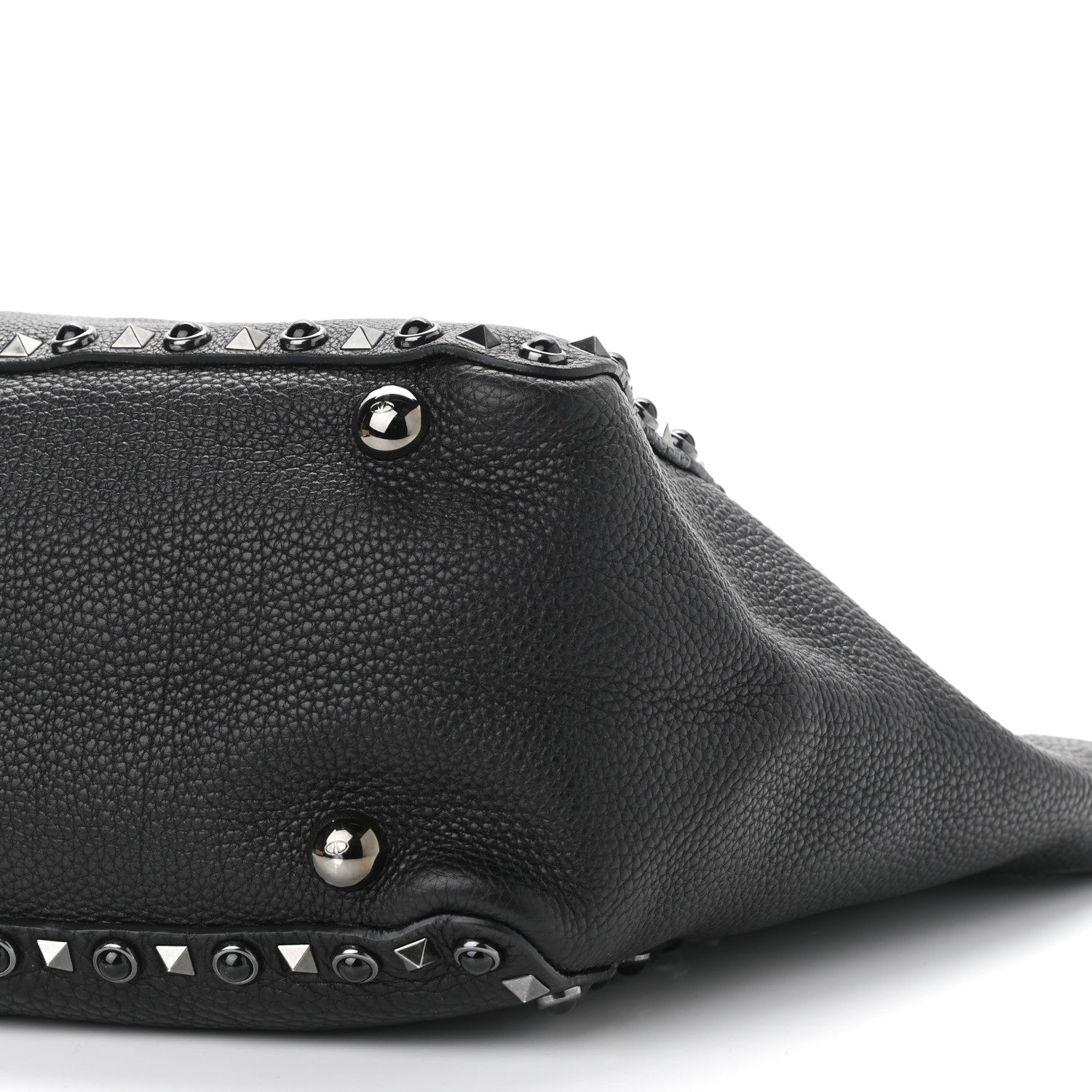 Valentino Garavani Grained Calfskin Onyx Medium Rockstud Rolling Tote Black 9 of 9