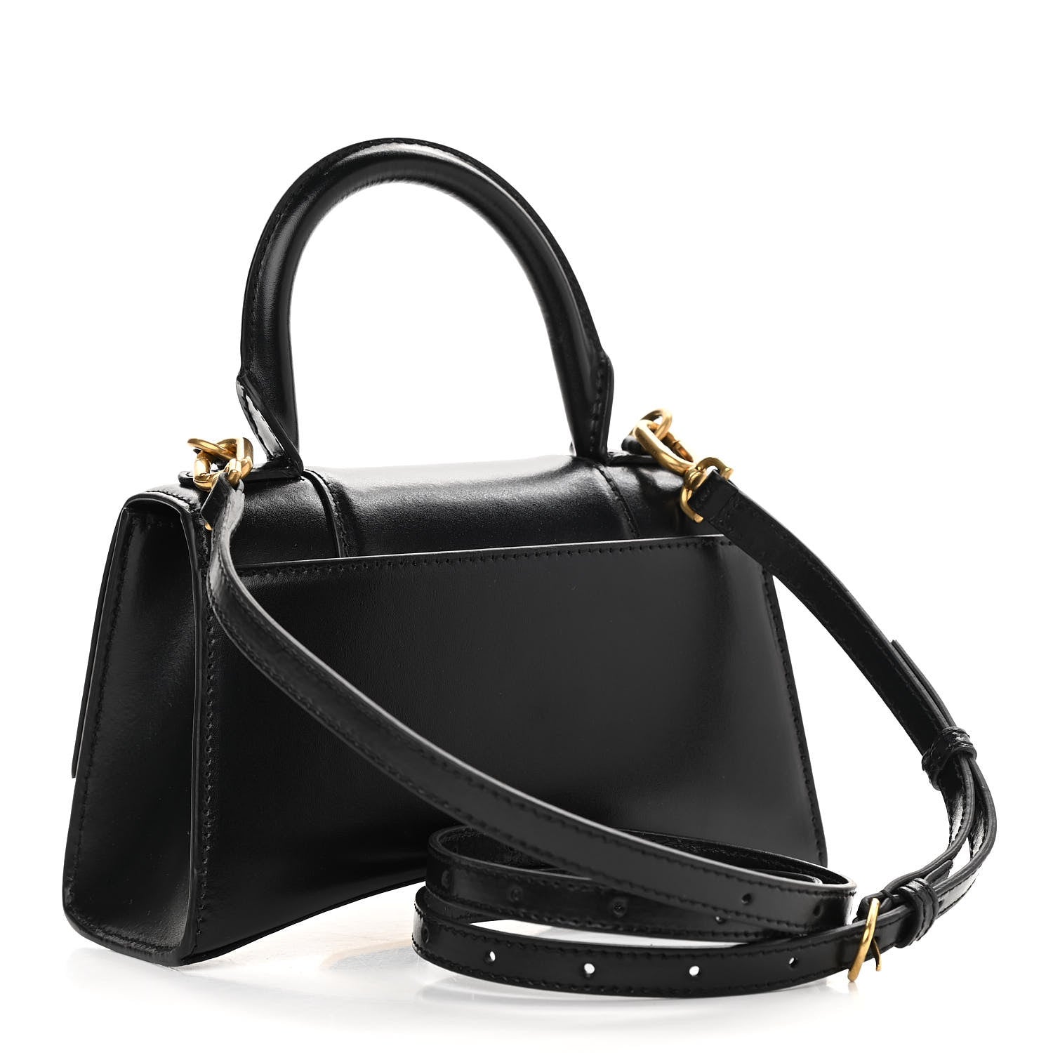Balenciaga Shiny Box Calfskin Hourglass Top Handle Bag XS Black 3 of 11