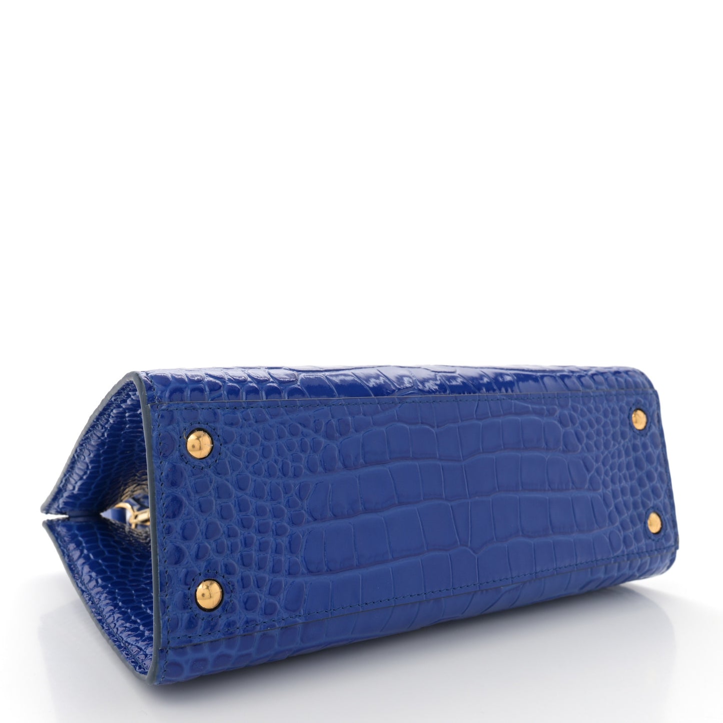 Crocodile Embossed Calfskin Mini Frances Tote Blue