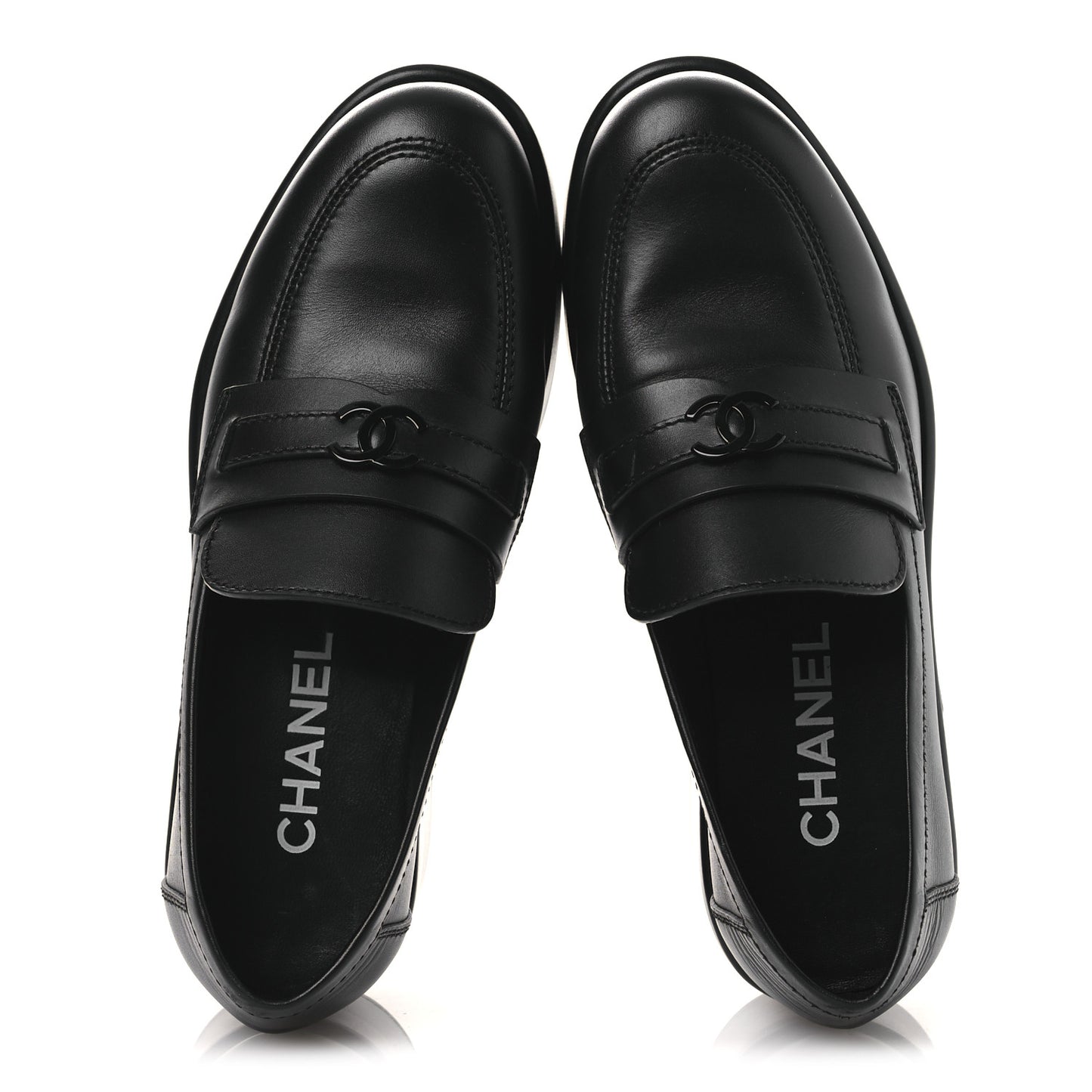 Calfskin CC Platform Loafers 38 Black