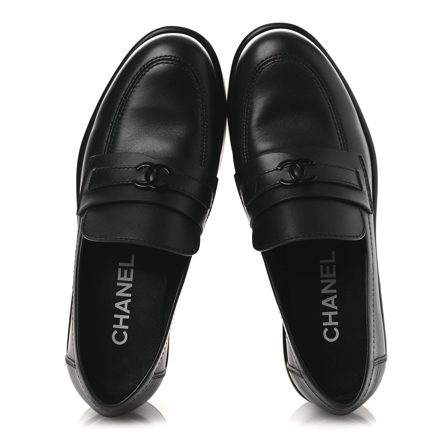 Chanel Calfskin CC Platform Loafers 38 Black 2 of 12