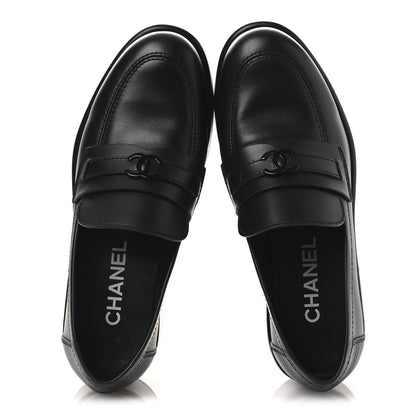 Chanel Calfskin CC Platform Loafers 38 Black 2 of 12