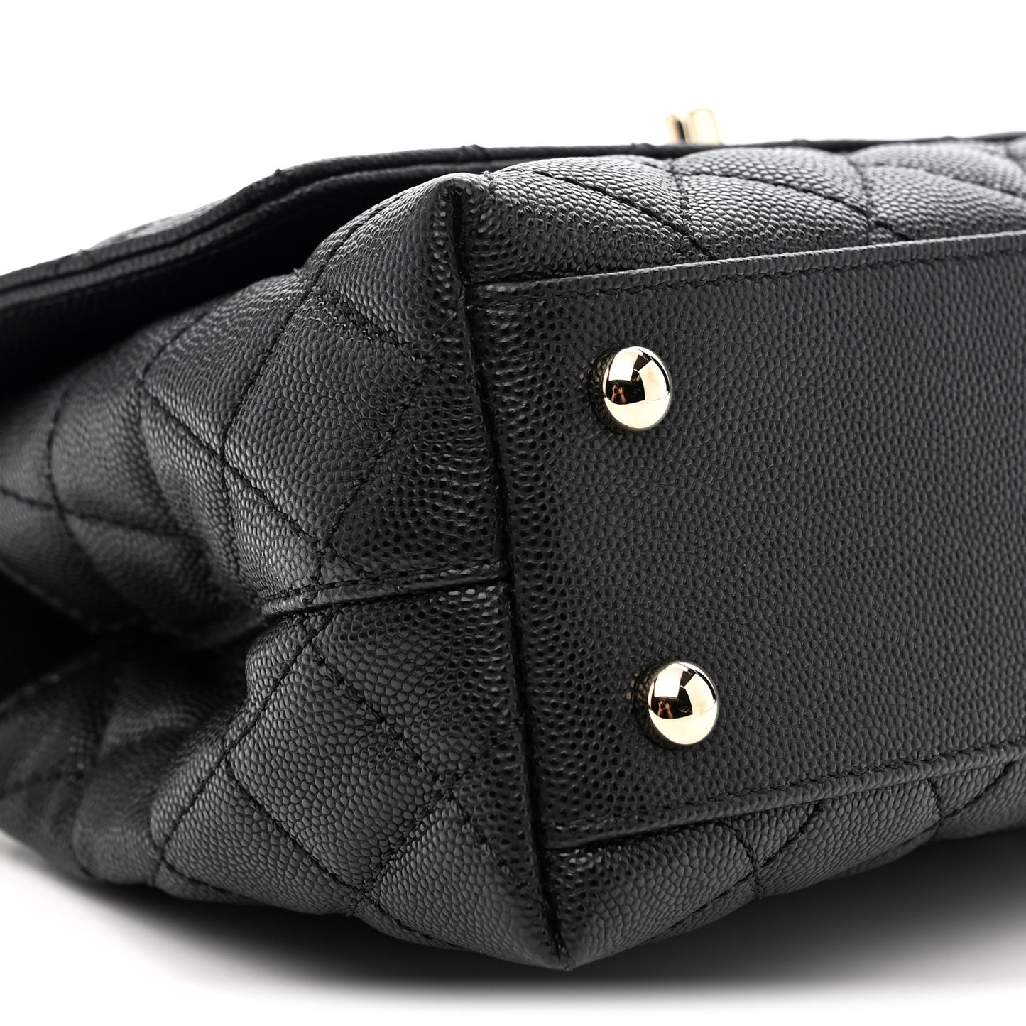 Caviar Quilted Mini Coco Handle Flap Black