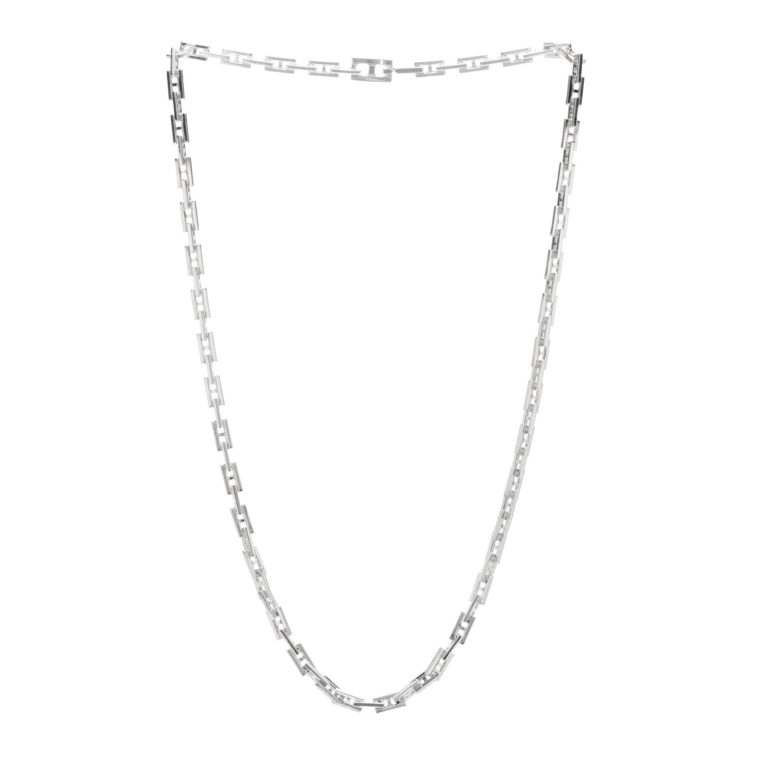Hermes Sterling Silver H Logo Hercules Link Necklace 3 of 4