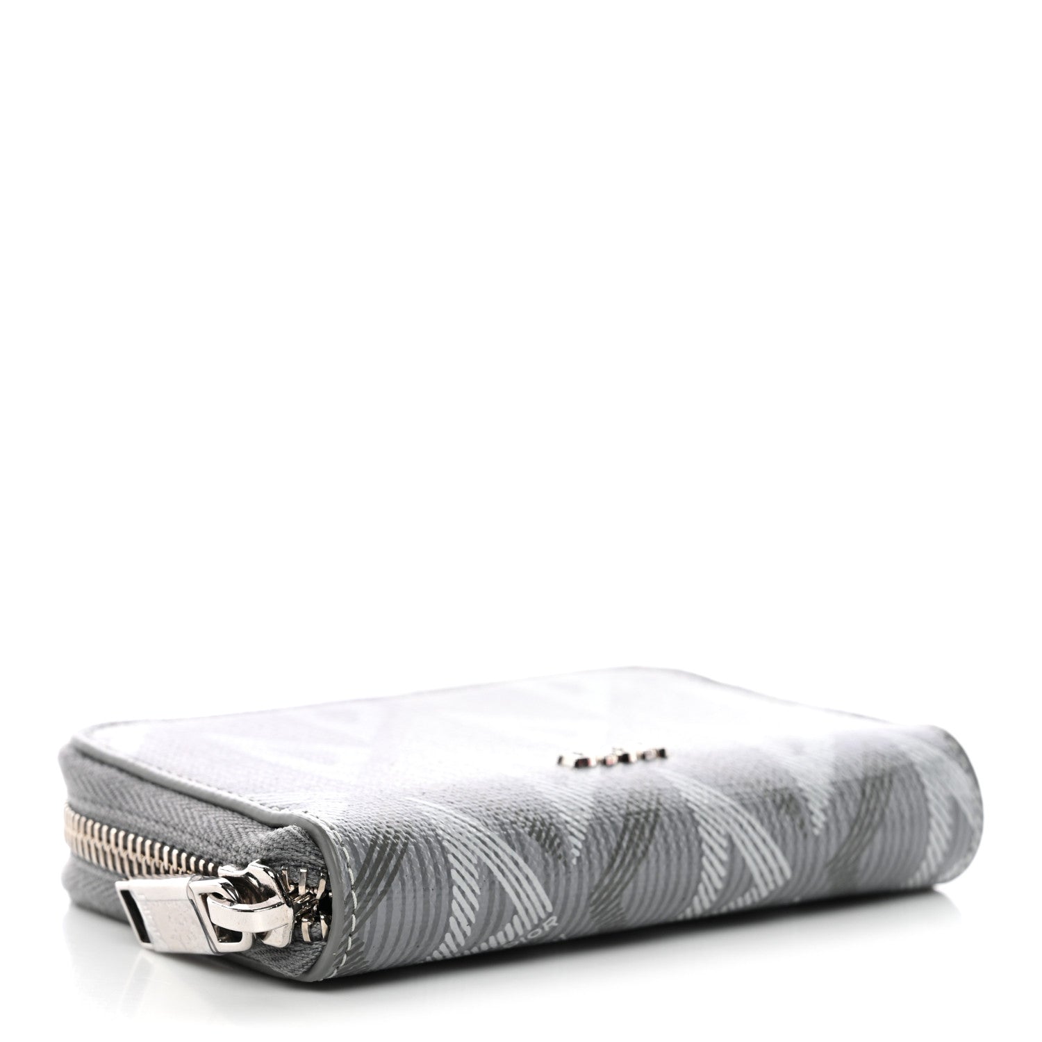 Christian Dior Coated Canvas Calfskin CD Diamond Zipped Coin Purse Grey 4 of 7