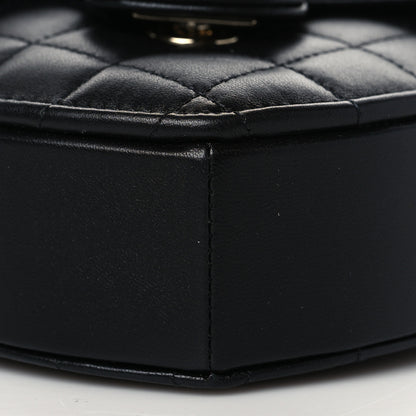 Chanel Lambskin Quilted CC In Love Heart Clutch With Chain Black 9 of 10