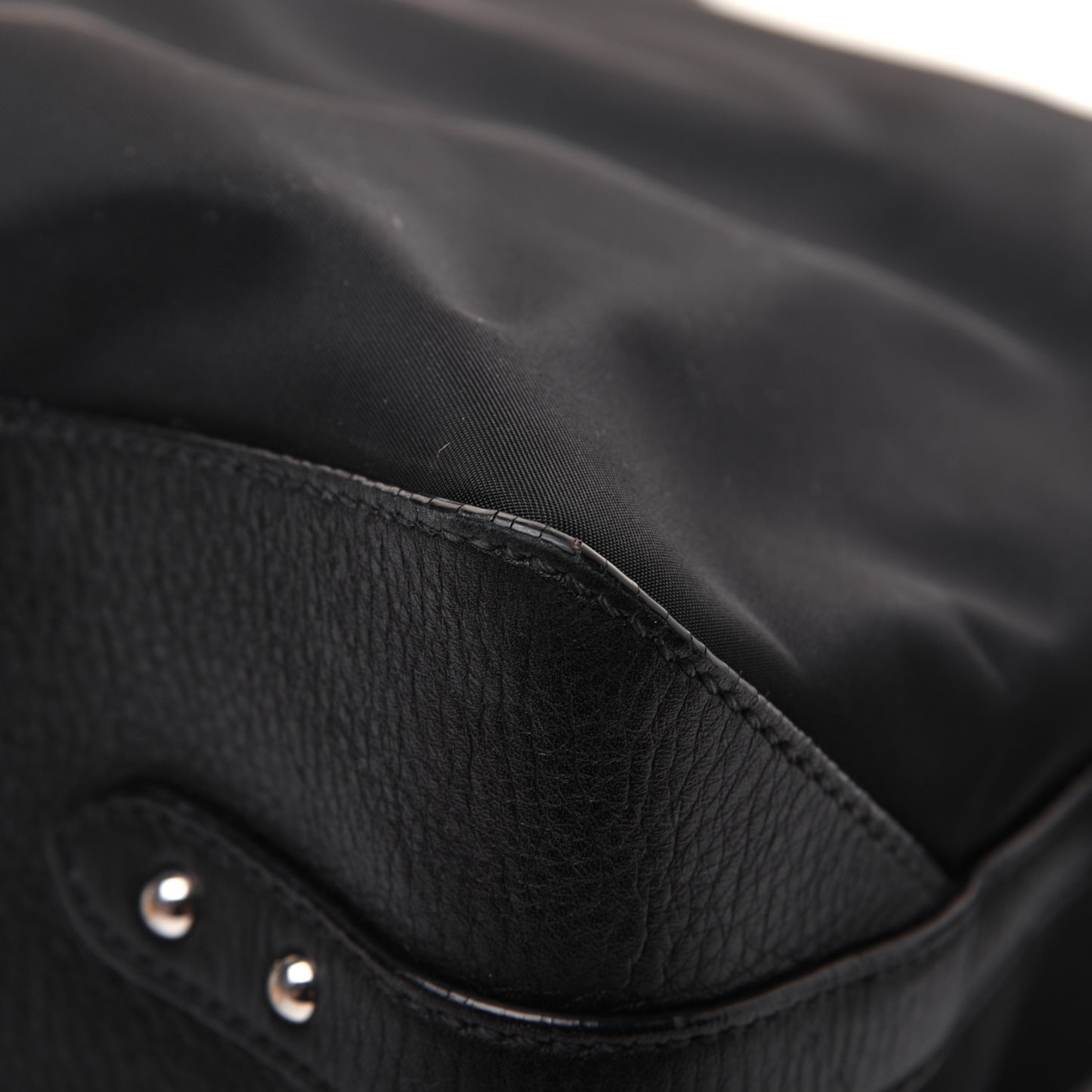 Tessuto Nylon Calfskin Hobo Black
