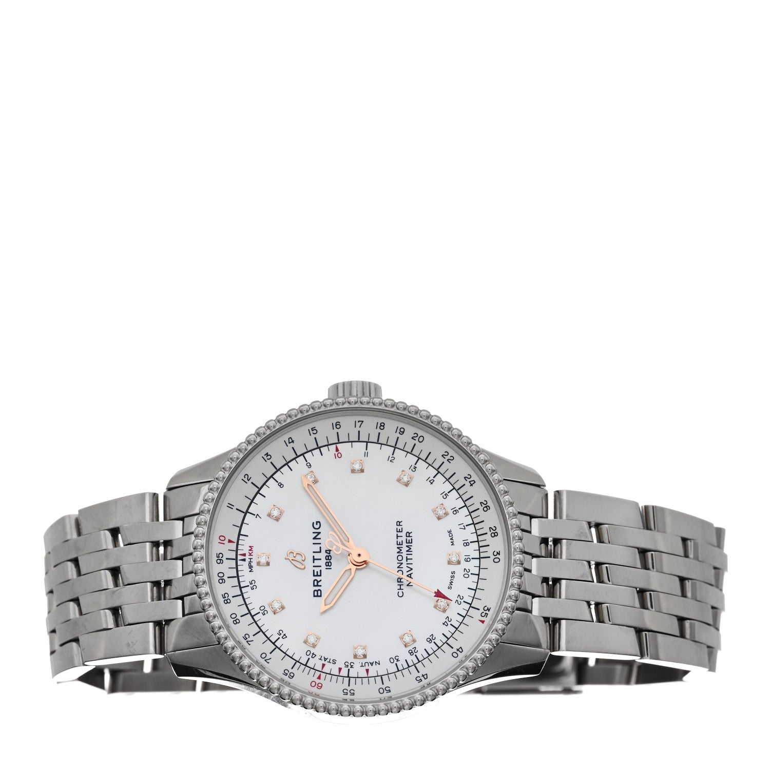 Breitling Stainless Steel Diamond Mother of Pearl 35mm Navitimer Automatic Watch A17395211A1A1 2 of 4