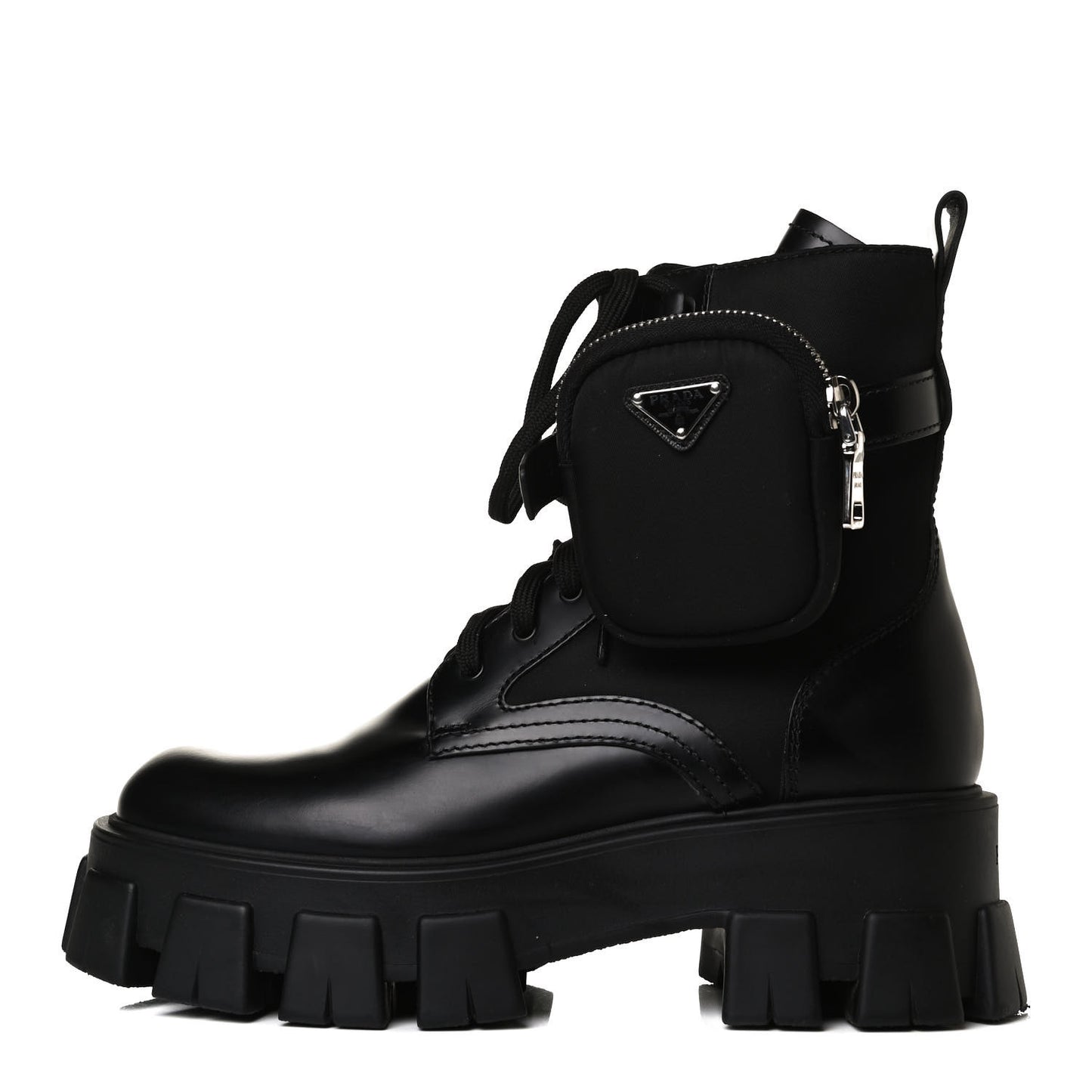 Spazzolato Rois Nylon Metal Triangle Logo Monolith Pouch Pocket 55mm Boots 37.5 Black