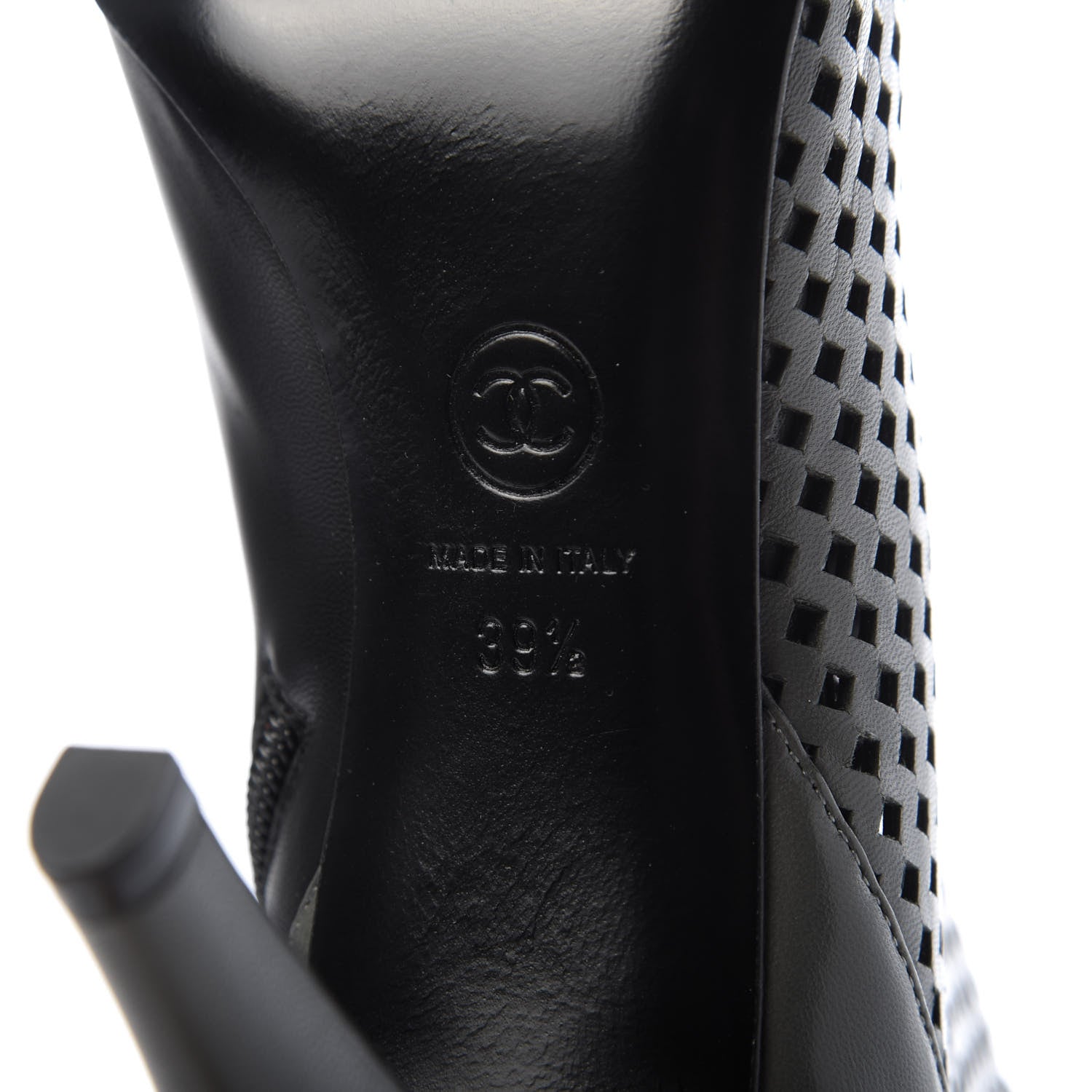 Chanel Perforated Goatskin CC Ankle Boots 39.5 Grey Black 8 of 9
