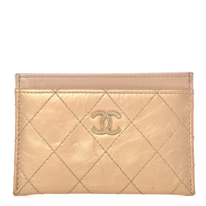 Chanel Aged Metallic Calfskin Quilted Palette Card Holder Gold 1 of 8