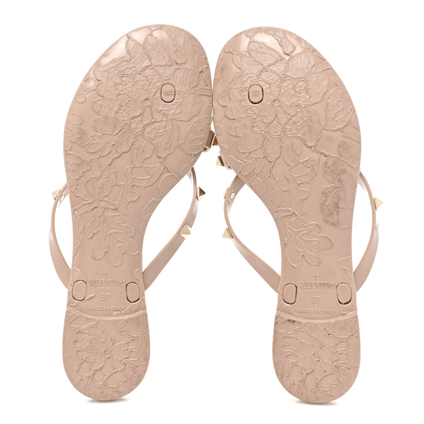 PVC Jelly Rockstud Bow Thong Sandals 37 Poudre