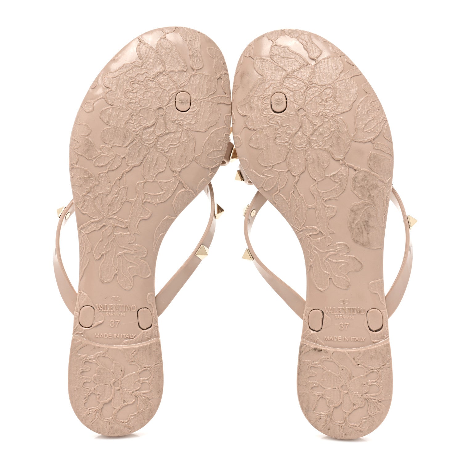 Valentino Garavani PVC Jelly Rockstud Bow Thong Sandals 37 Poudre 5 of 9