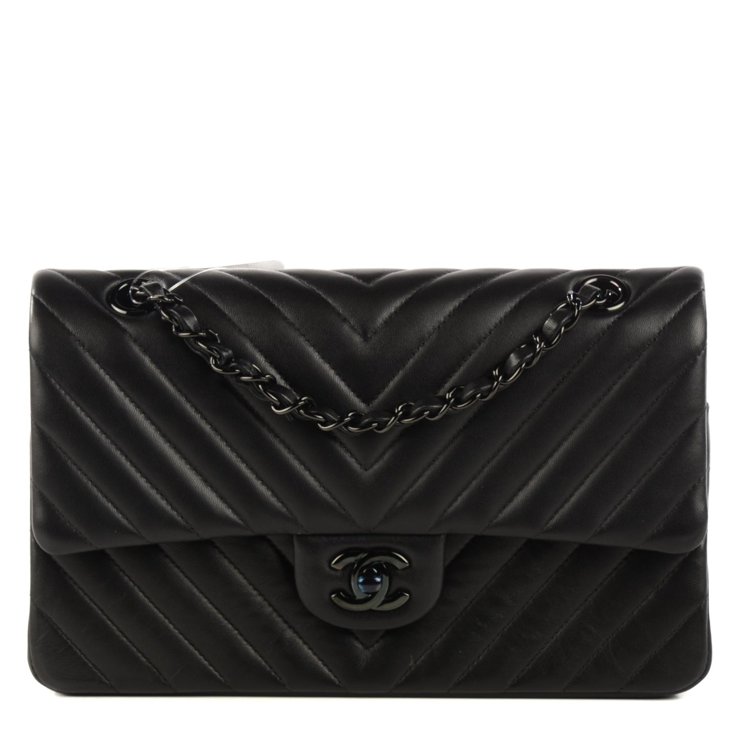 Lambskin Chevron 11.12 Medium Double Flap So Black