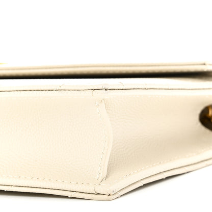 Saint Laurent Grain De Poudre Matelasse Chevron Monogram Envelope Chain Wallet Crema Soft 9 of 10