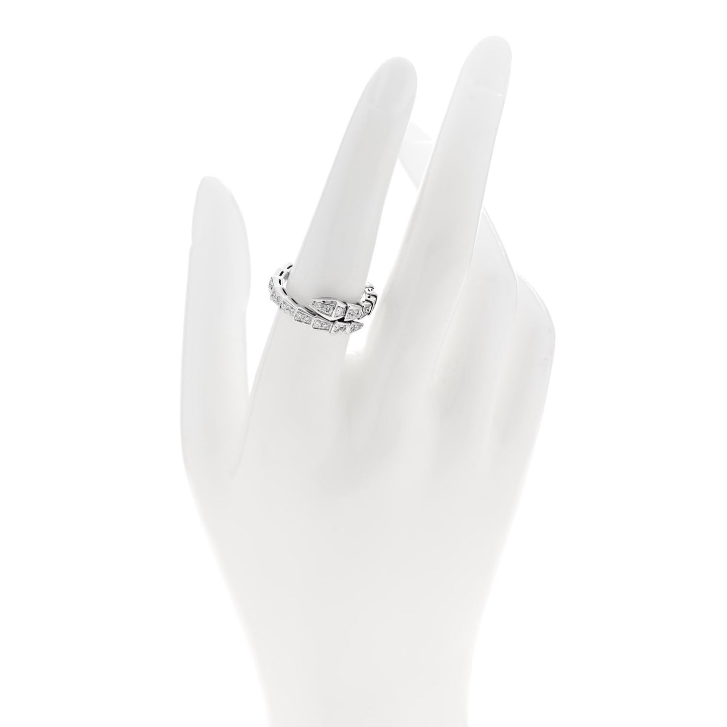 18K White Gold Diamond Serpenti Viper Pave Ring L