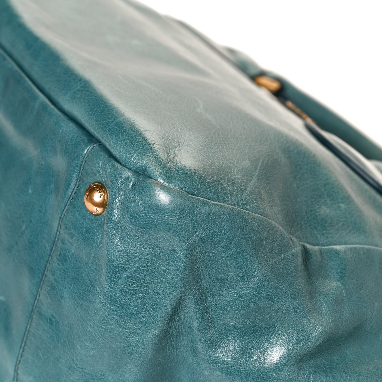 Prada Glace Calfskin Shopping Tote Blue 12 of 12