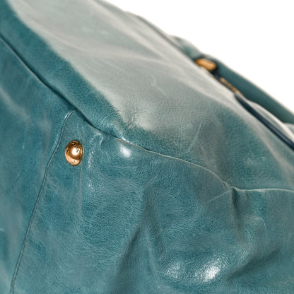 Prada Glace Calfskin Shopping Tote Blue 12 of 12