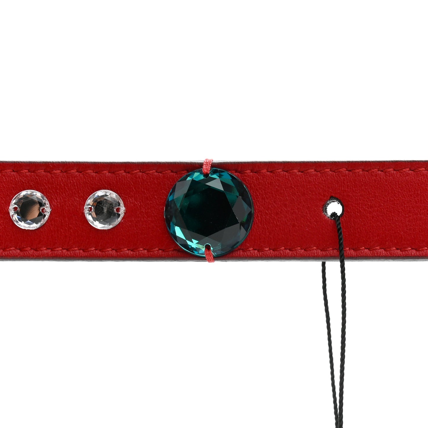 Calfskin Crystal Embellished Double G Belt 75 30 Hibiscus Red