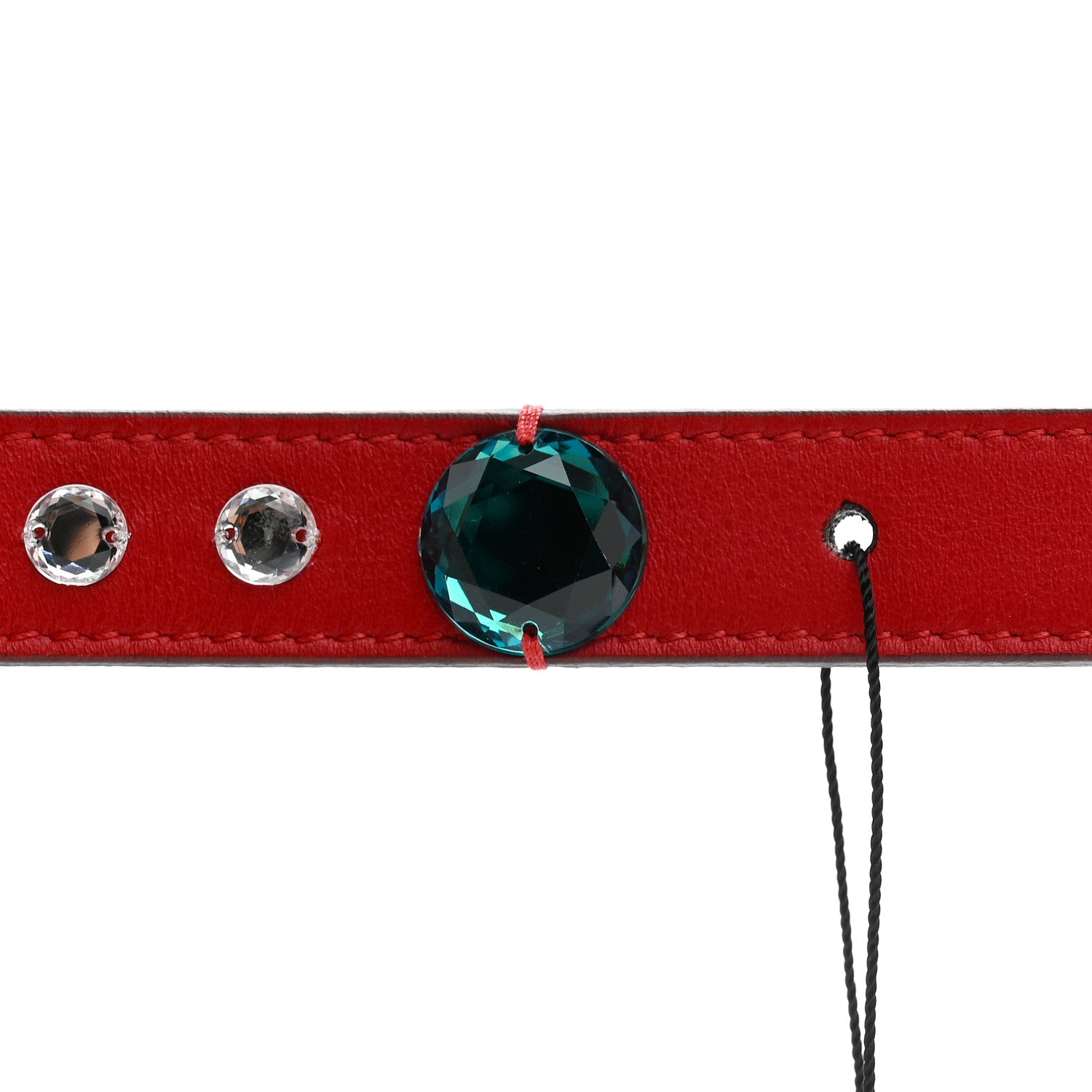 Gucci Calfskin Crystal Embellished Double G Belt 75 30 Hibiscus Red 4 of 5