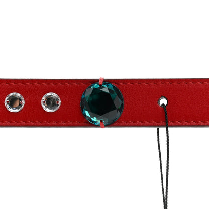 Gucci Calfskin Crystal Embellished Double G Belt 75 30 Hibiscus Red 4 of 5