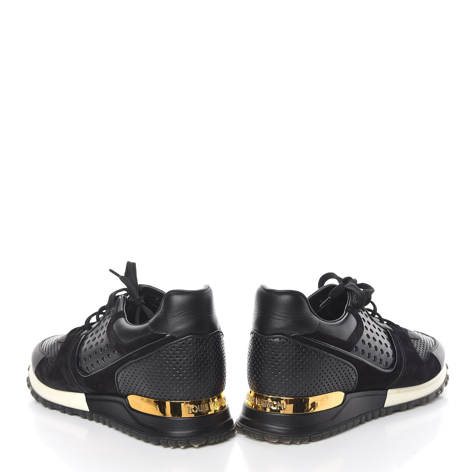 Louis Vuitton Nubuck Calfskin Perforated Run Away Sneakers 37.5 Black 6 of 11