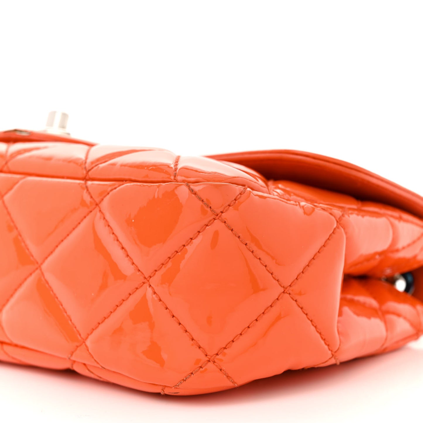 Patent Quilted Small Coco Shine Flap Orange