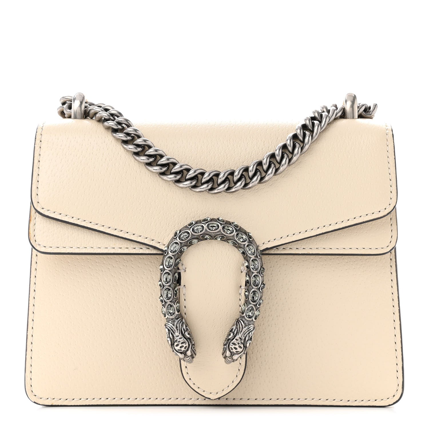 Gucci Textured Calfskin Crystal Mini Dionysus Shoulder Bag Mystic White 1 of 13