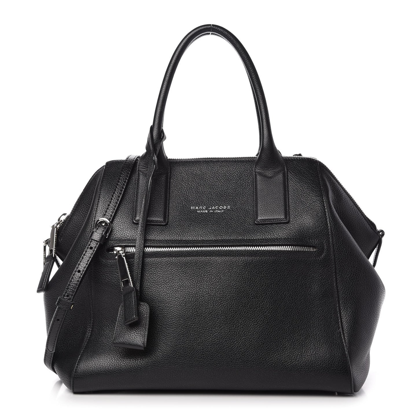 Textured Calfskin Large Incognito Satchel Black