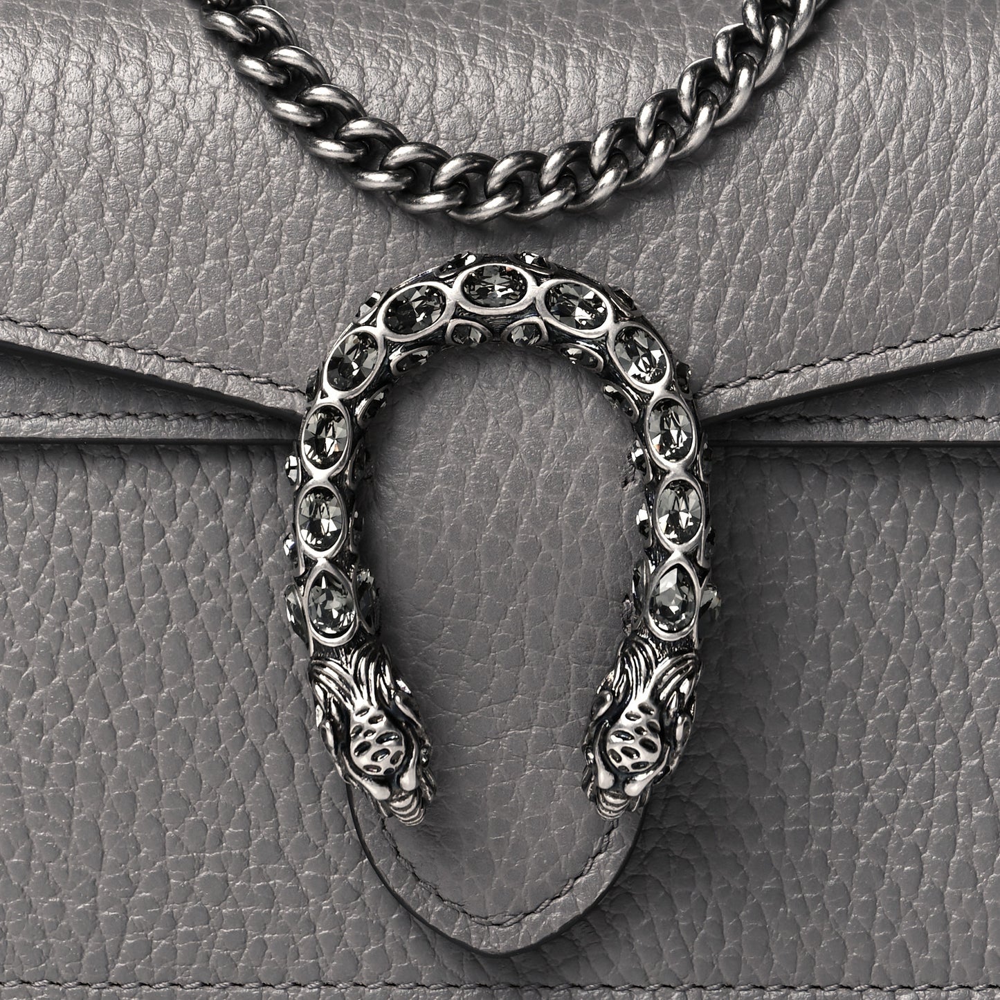 Dollar Calfskin Crystal Super Mini Dionysus Shoulder Bag Dusty Grey Black Diamond