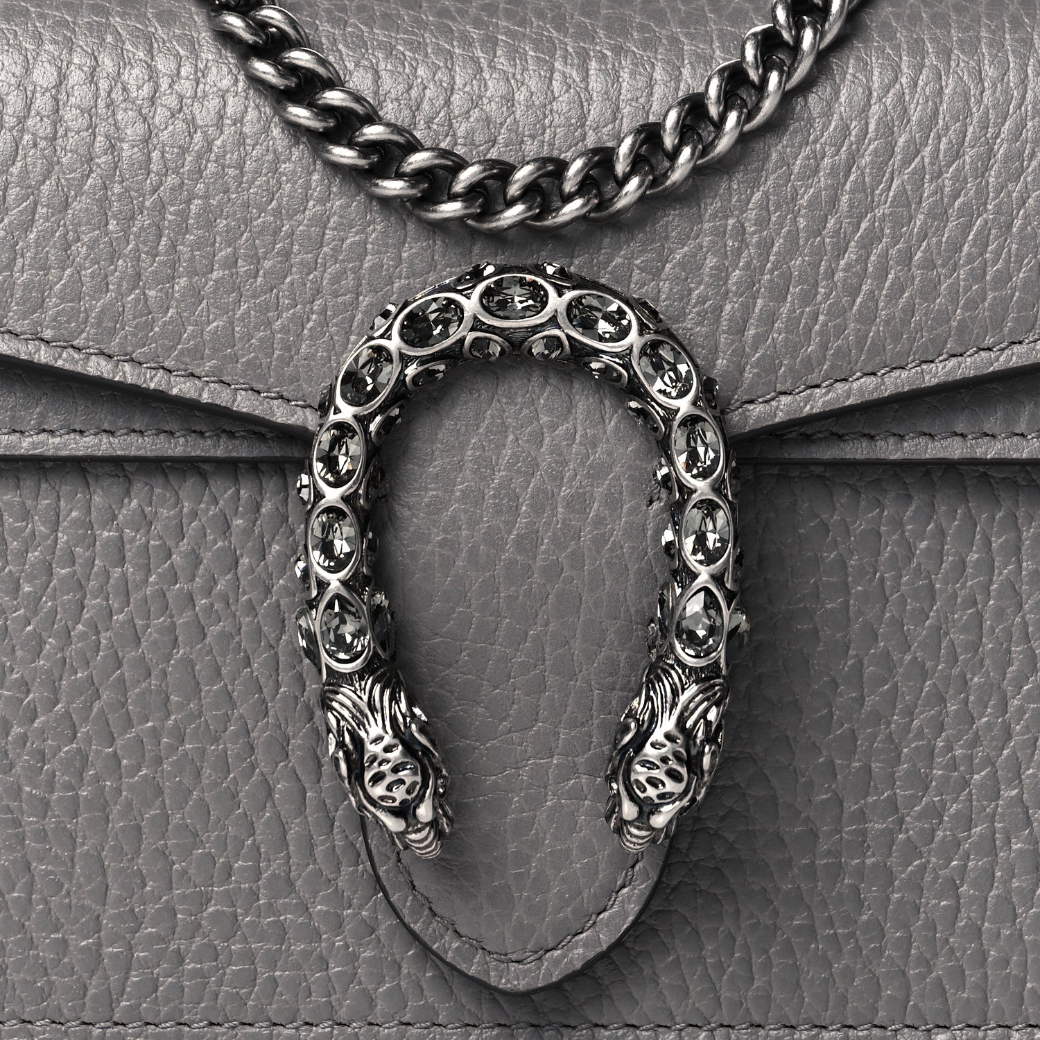 Gucci Dollar Calfskin Crystal Super Mini Dionysus Shoulder Bag Dusty Grey Black Diamond 7 of 9