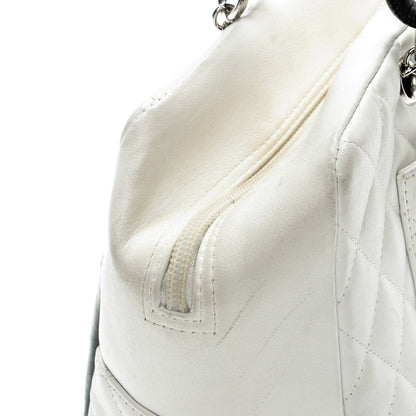 Chanel Calfskin Quilted Large Cambon Bowler White Black 8 of 13
