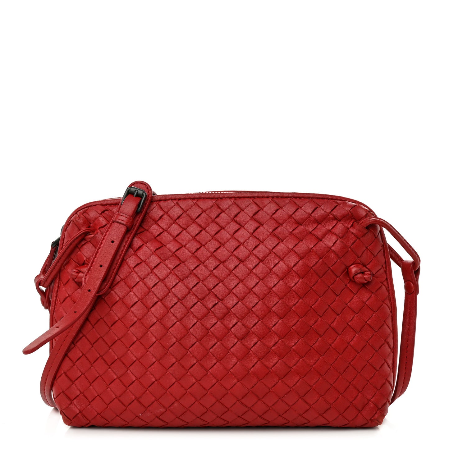 Nappa Intrecciato Nodini Crossbody Messenger Red