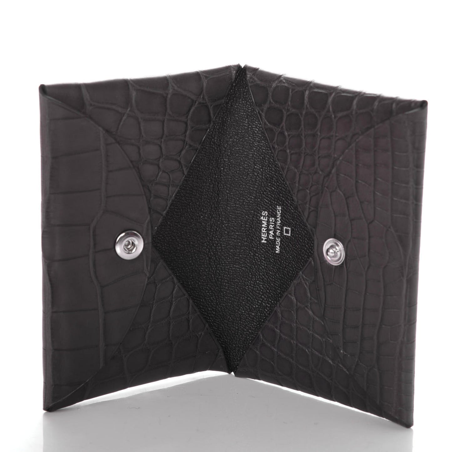 Matte Alligator Calvi Card Case Graphite