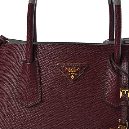 Prada Saffiano Cuir Small Bi-Color Double Bag Granato Marmo 9 of 9