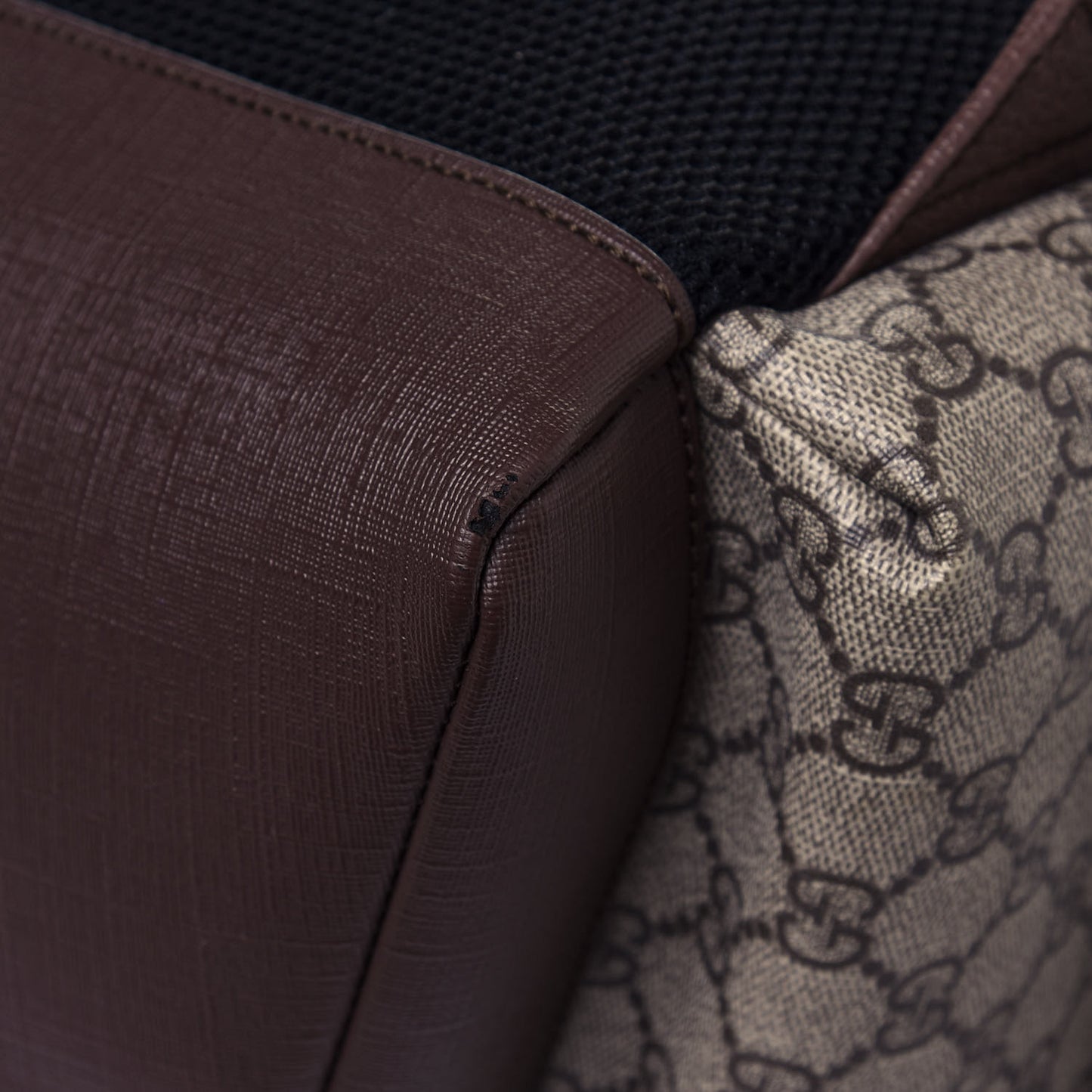 GG Supreme Monogram Medium Ophidia Double Buckle Backpack Brown