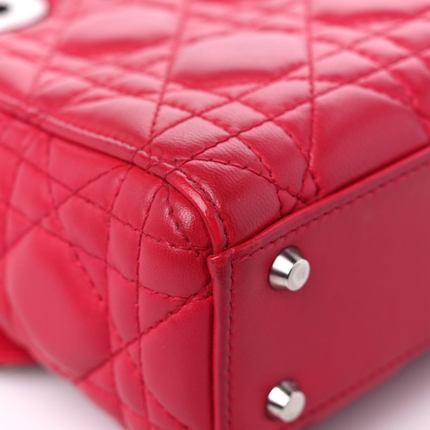 Christian Dior Lambskin Cannage Mini Lady Dior Fuchsia 10 of 17