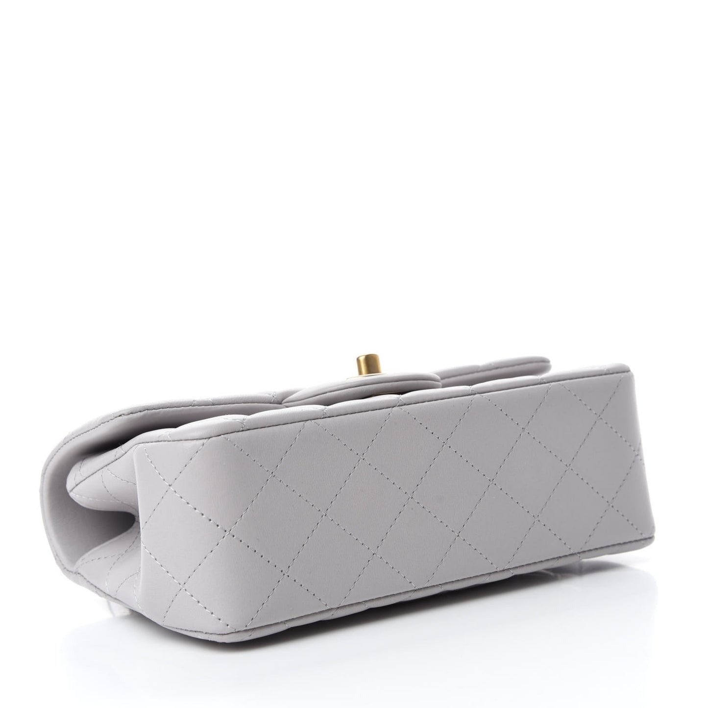 Lambskin Quilted Mini Top Handle Rectangular Flap Grey