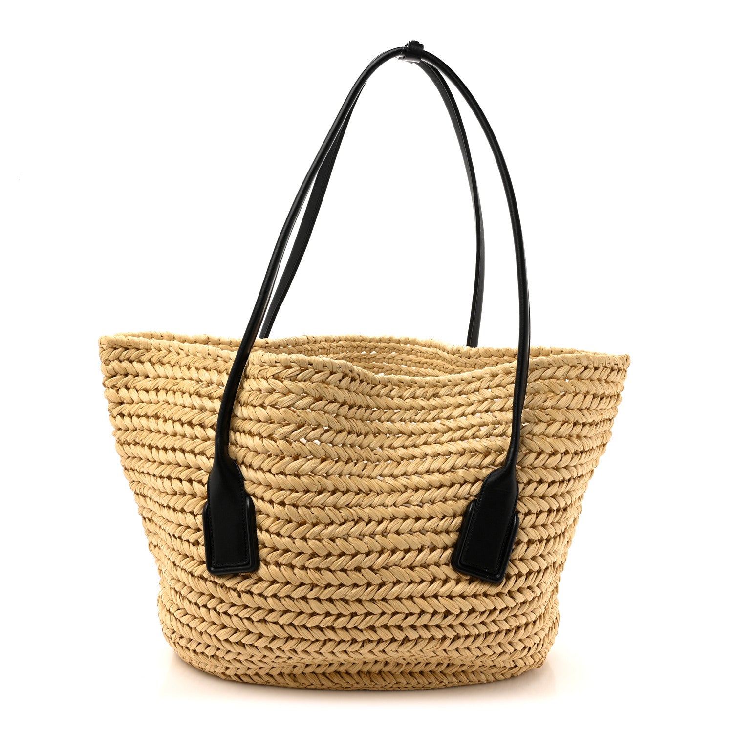 Bottega Veneta Raffia Calfskin Large Arco Basket Black 1 of 10