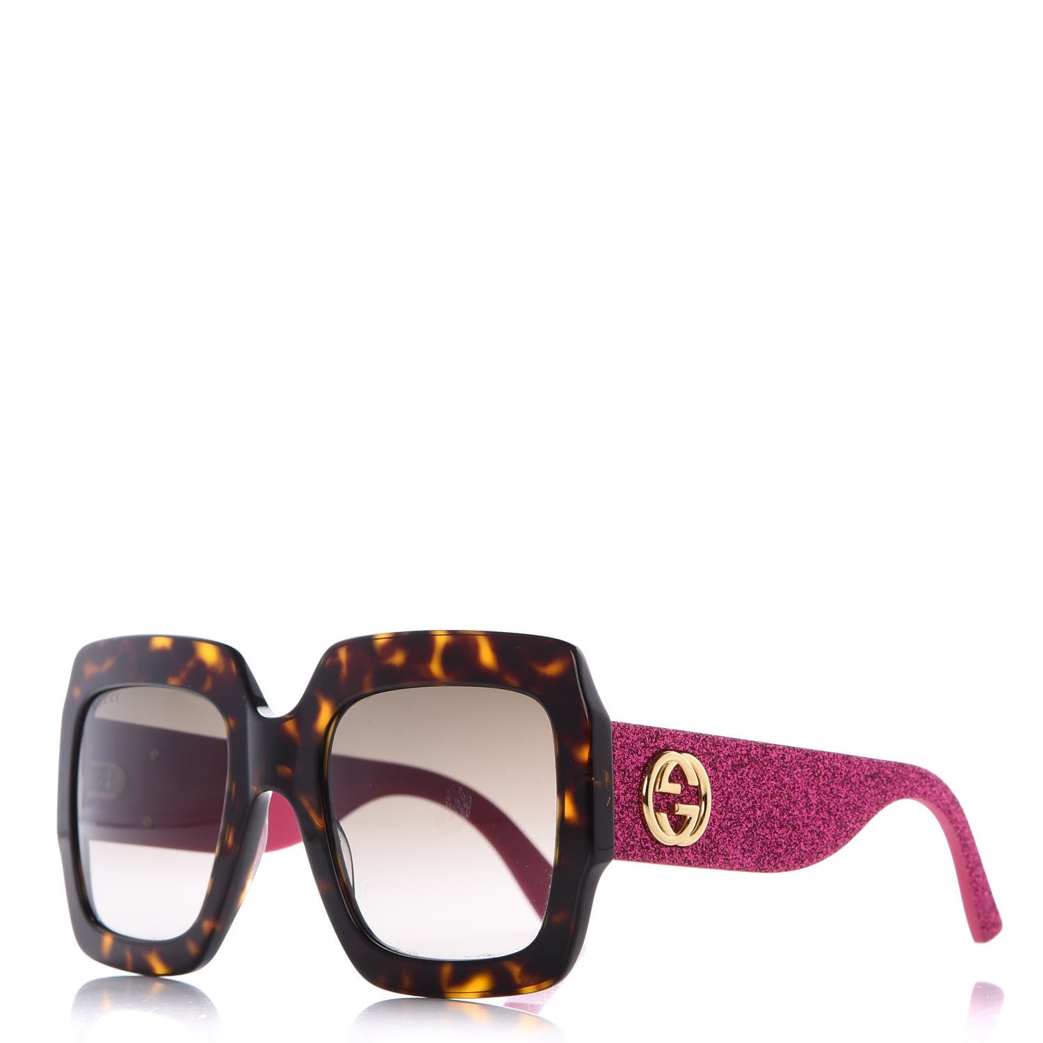 Gucci Square Frame GG0102S Sunglasses Glitter Pink Multi 1 of 8