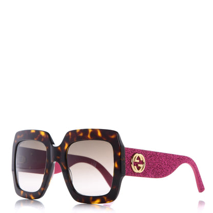 Gucci Square Frame GG0102S Sunglasses Glitter Pink Multi 1 of 8