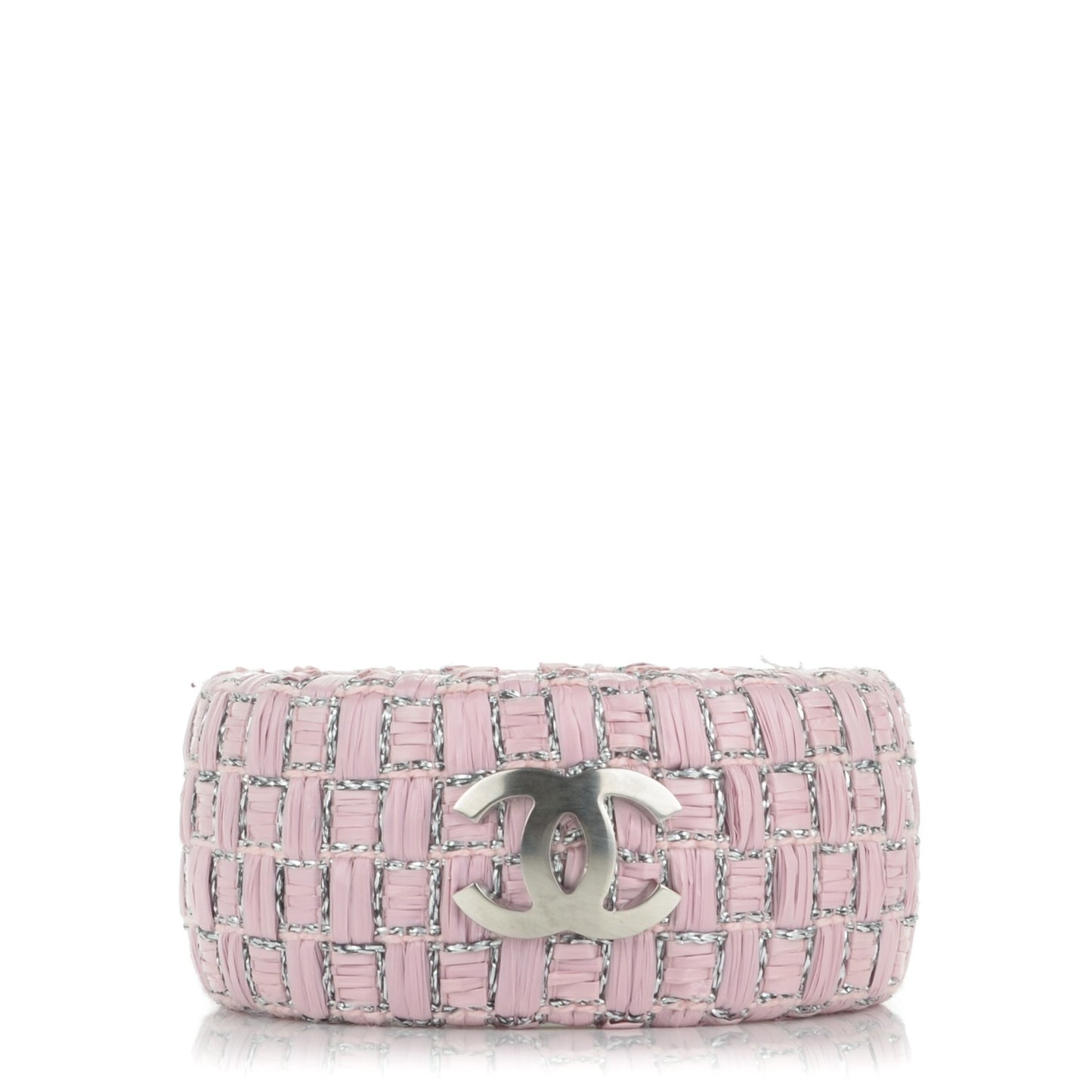 Woven Raffia CC Wide Bangle M Pink