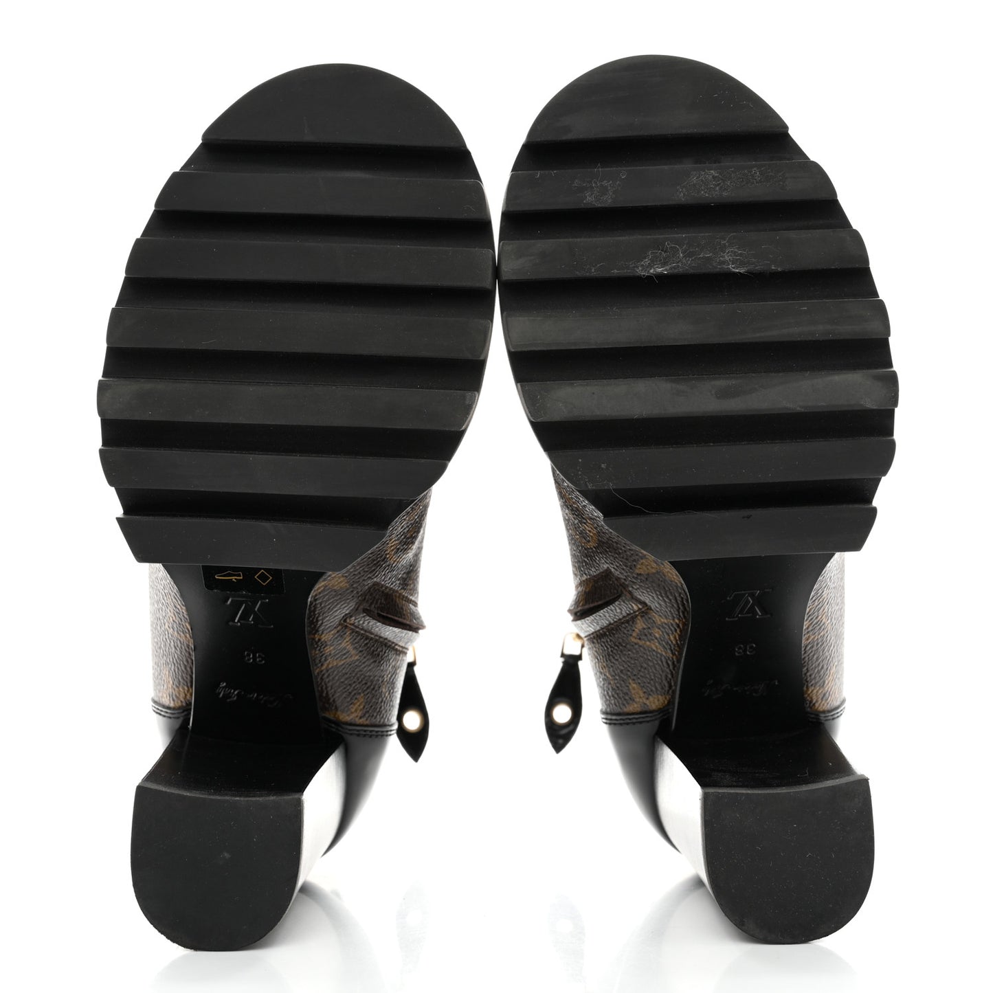 Patent Calfskin Monogram Star Trail Ankle Boots 38 Black